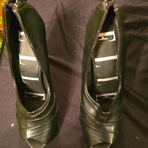 Elle Black Peep-Toe Heels